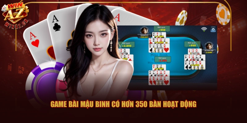 Game Bài Mậu Binh có hơn 350 bàn hoạt động