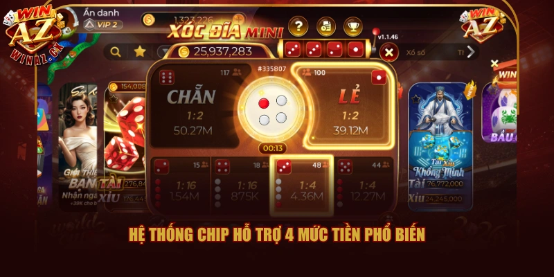 Cửa Cược Xóc Đĩa WINAZ Nào Được Trả Thưởng Tốt Nhất? 3 Hệ thống chip hỗ trợ 4 mức tiền phổ biến