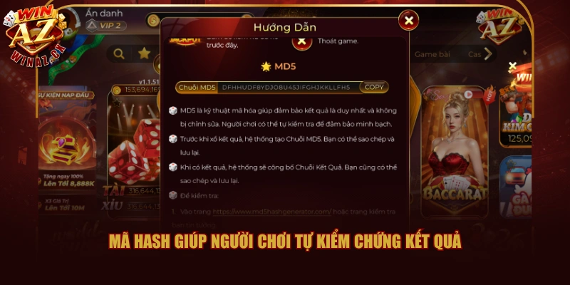Mã hash giúp người chơi tự kiểm chứng kết quả