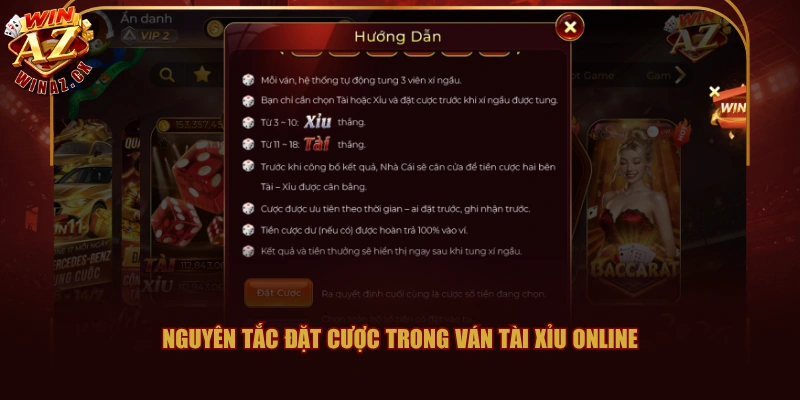 Cách Chơi Tài Xỉu WINAZ Đơn Giản, Dễ Hiểu Cho Người Mới 2 Nguyên tắc đặt cược trong ván Tài Xỉu online